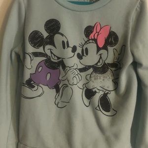 Turquoise Mickey and Minnie sweater.
